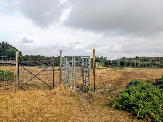 The gate along Knebworth footpath 20 signifying the restricted area