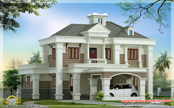 2500 square feet, double floor, 4 bedroom home design