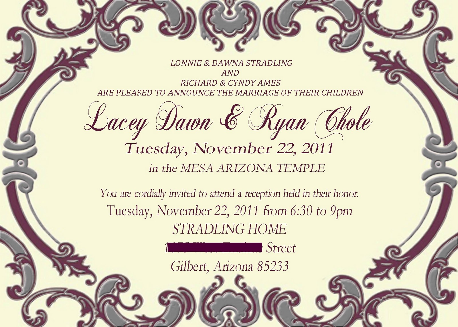 Laceys Wedding invitations