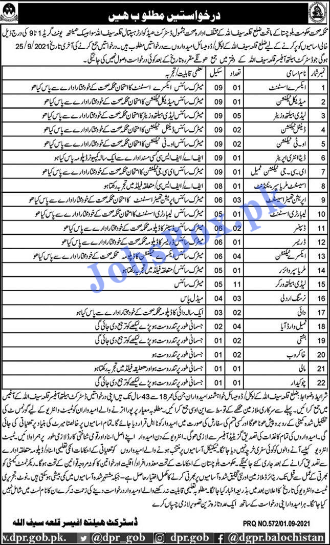 Latest Health Department Balochistan Jobs 2021 Latest