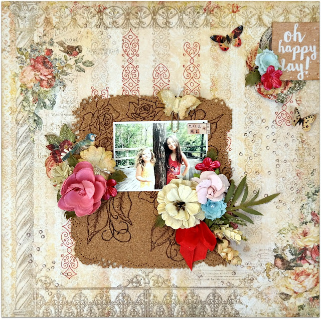 Oh Happy Day Shabby Chic Scrapbook Layout by Dana Tatar for Scraps of Darkness - Blue Fern Studios Memoirs Collection