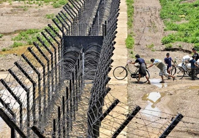 India and Myanmar Country Barbed Wire Border