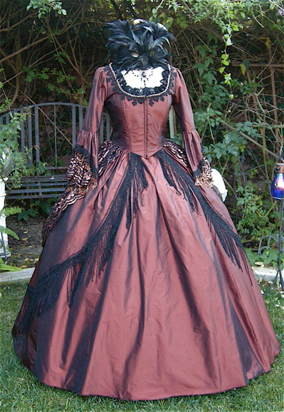 Elegant Copper Victorian Masquerade Dress