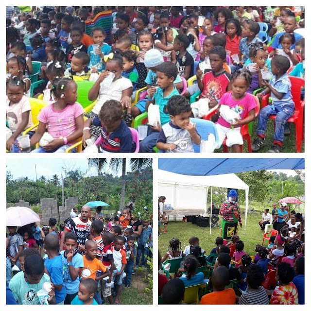 Payasopolin lleva alegría a decenas de niños y niñas de la comunidad La Guácima de Yamasá  Peralvillo. 