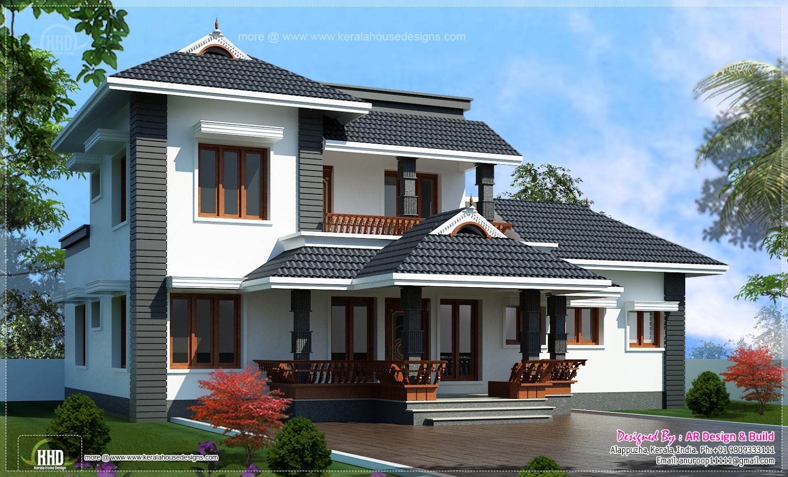  2000  sq  feet  4 bedroom sloping roof residence Kerala 