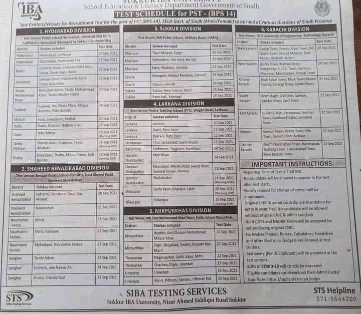 Download Test Schedule of PST/JEST Below: