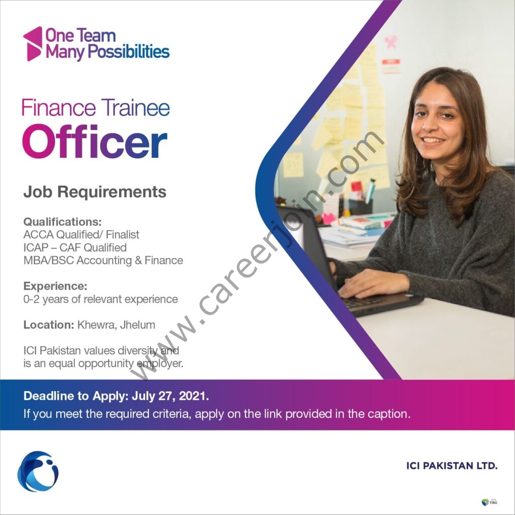 ICI Pakistan Ltd Jobs Finance Trainee Officer