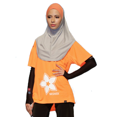 Desain Baju Senam Muslimah Warna Orange