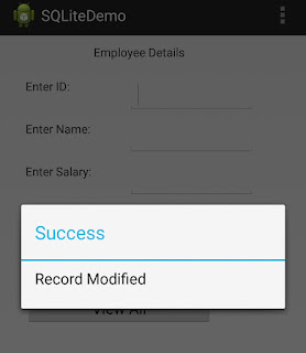 Update Record USing SQLite