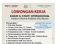 Lowongan Kerja Kasir dan Staff operasional Farmers Market