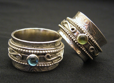 Harmony Twiddle Spinner Ring with Gem Stones by KBerlin
