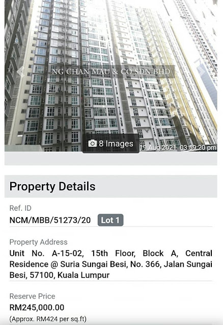 Apartment di Central Residence, Sungai Besi, Kuala Lumpur harga RM245 ribu