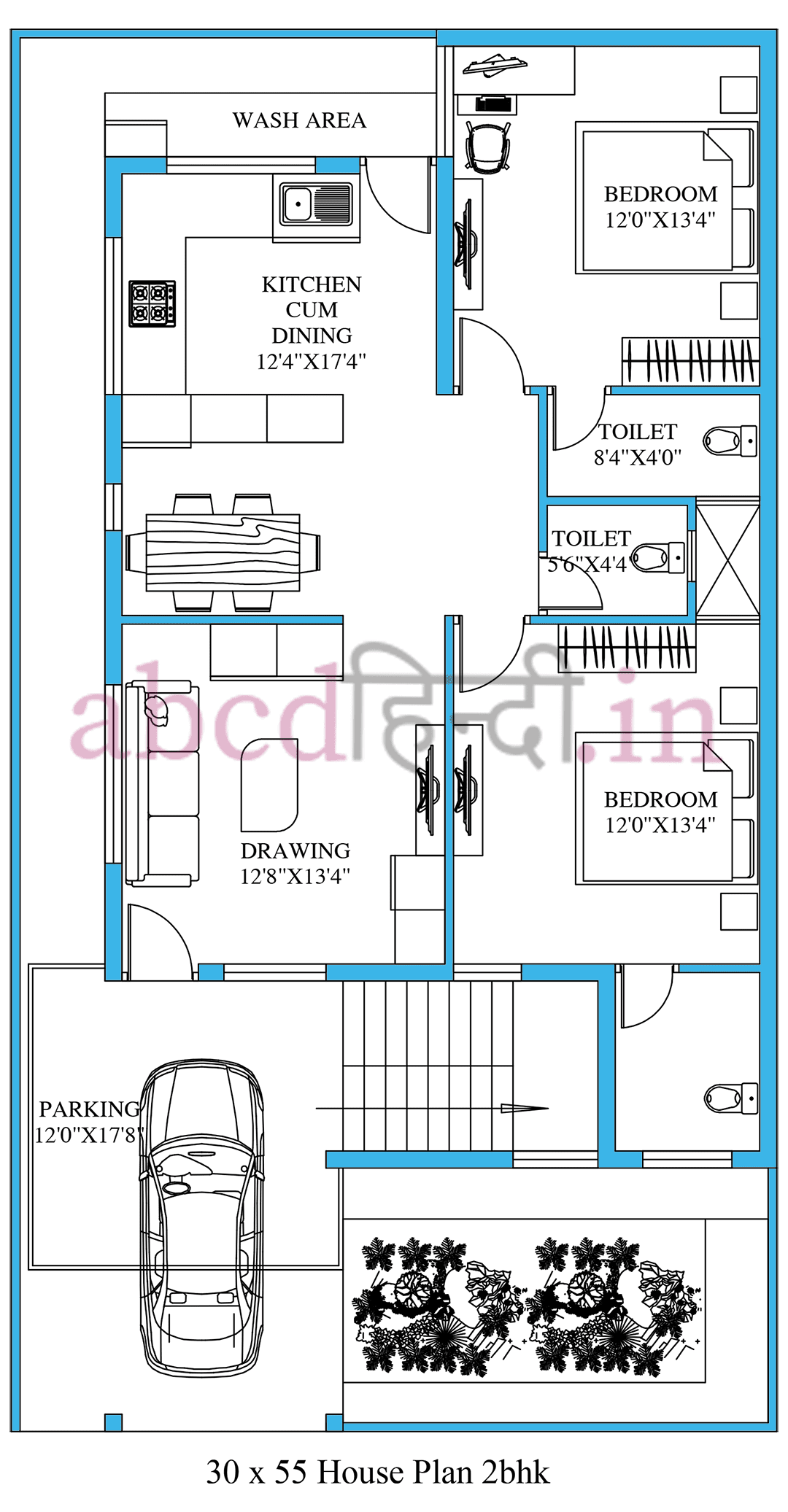 30x55 house plan 2bhk