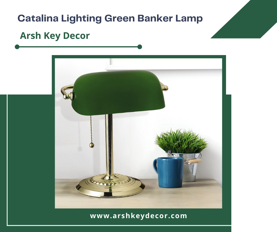 Catalina Lighting Green Banker Lamp - Arsh Key Decor