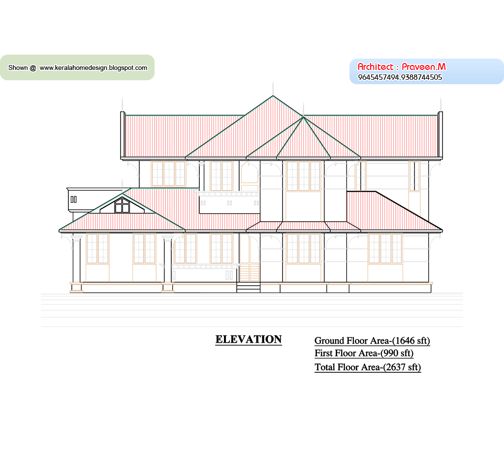 Home plan and elevation -2637 Sq. Ft | home appliance