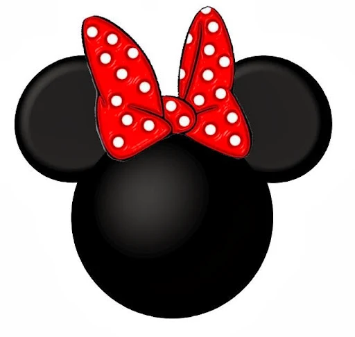 Silueta de Minnie con moño rojo.