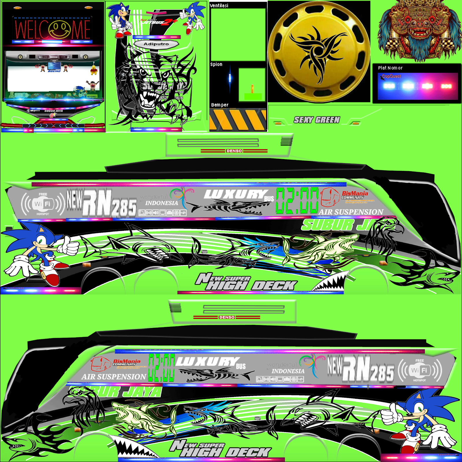 Kumpulan Stiker  dan Strobo Livery BUSSID  Bus  Simulator 