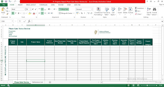 Progress Report Phase Gate Status Review Template Excel Free Download