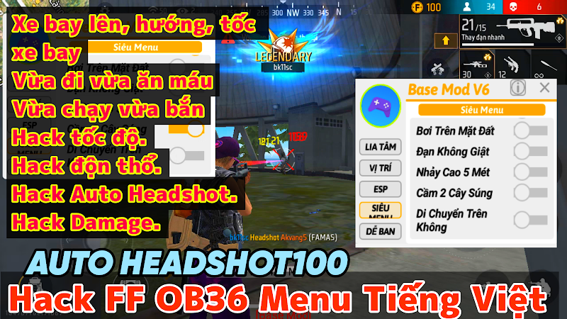 HACK FF OB36 - Hack Free Fire Auto Headshot OB36 Menu tiếng Việt