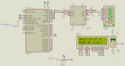 Code mẫu cho PIC - Kết hợp: ADC đo nhiệt độ, điện áp, hiển thị LCD và giao tiếp với máy tính