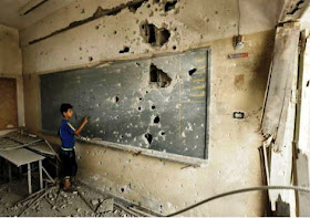 A escola Sobhi Abu Karsh foi destruída por Israel