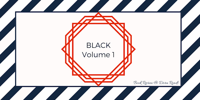 BLACK Volume 1 title image with black and white striped background