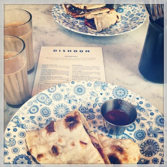 Bacon naan rolls and chai at Dishoom, Shoreditch, one of the best east London breakfast spots