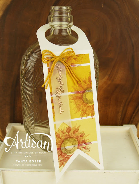 Painted Harvest stamp set from Stampin' Up! Create a lip balm purse, card, and wine bottle tag from one simple design!~Tanya Boser for the Stamp Review Crew