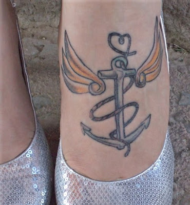 Anchor Wing Tattoo On Foot