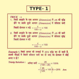 Maths, Mensuration का ट्रिक फरमूला type -1