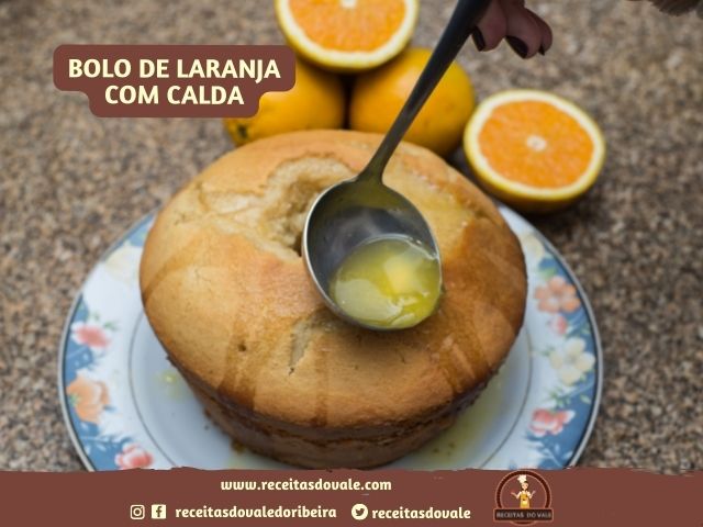 Receita de Bolo de Laranja com Calda