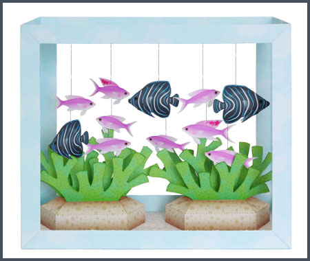 Aquarium Papercraft Koran Angelfish Purple Anthias