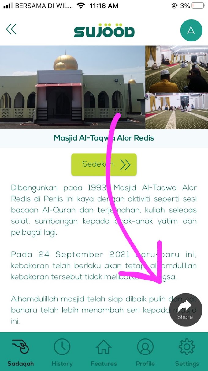 Menderma Secara Atas Talian dengan Aplikasi Sujood