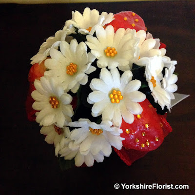  wedding bouquet with strawberries and daisies