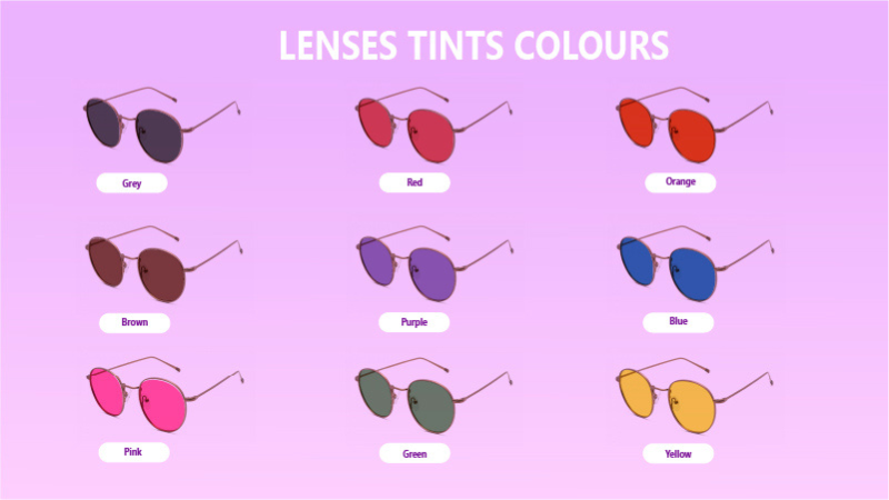 a range of tinted lenses