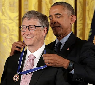 Barack Obama decorates Bill Gates for Ebola job well done, Obama responsible for Ebola in West Africa and Gates in Congo