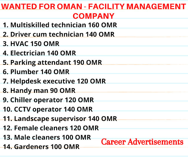 Wanted for Oman - Facility Management Company