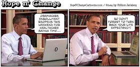 obama, obama jokes, political, humor, cartoon, conservative, hope n' change, hope and change, stilton jarlsberg, daylight saving time, obamacare, enrollment