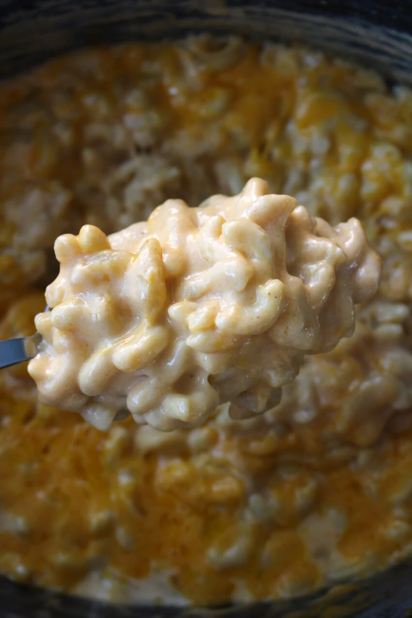 This Creamy Crock Pot Macaroni and Cheese is ultra rich and creamy made with cream cheese, cheddar cheese, and NO canned soups!  #macandcheese #crockpot