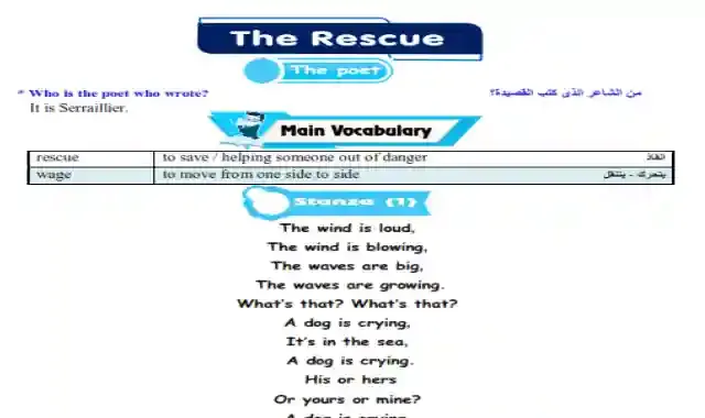 افضل شرح لقصيدة The rescue للشاعر Serraillier