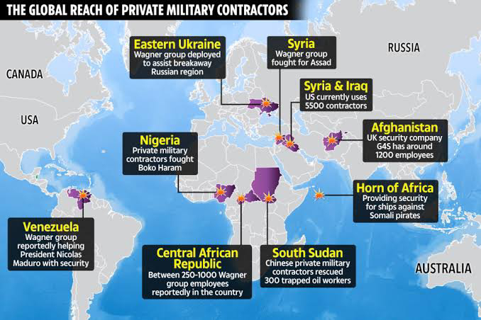Peta Sebaran Militer Swasta yang Bekerja Seperti Teroris