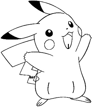 Dibujo de Pikachu sin color para pintar para niños