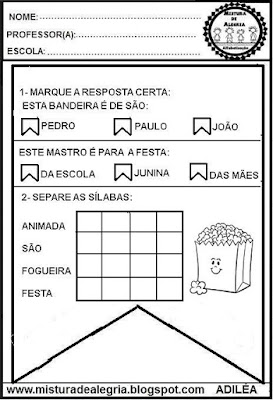 Leitura e interpretação alfabetização,bandeira de São João