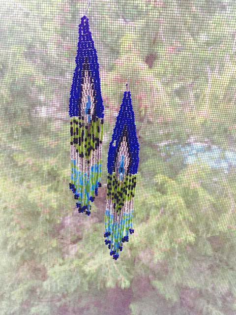 beaded earrings, african tribal earrings, ethnic long earrings, Blue beaded long earrings, beautiful earrings