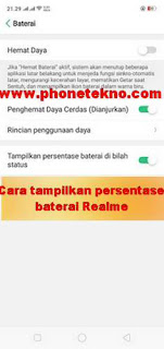 Cara menampilkan persentase baterai Realme  Cara menampilkan persentase baterai Realme 2