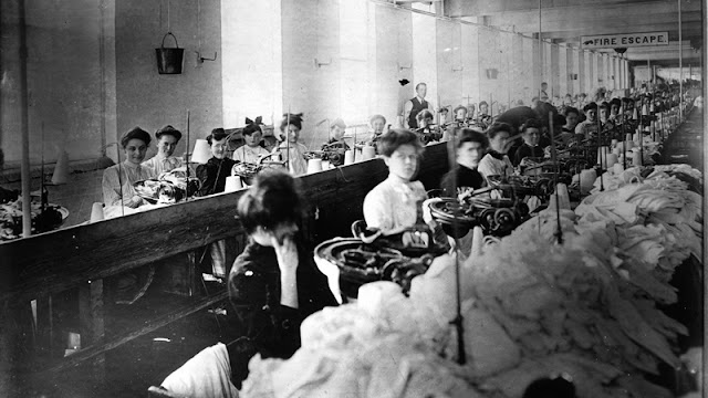 Trabalhadores na fábrica têxtil, Triangle Shirtwaist Company.