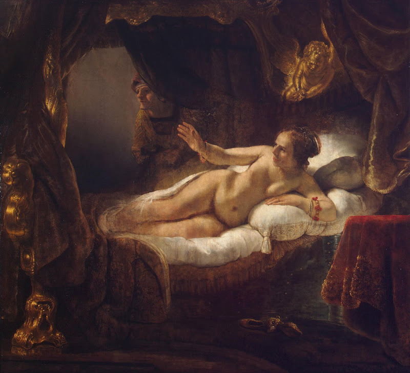 Danae by Rembrandt Harmenszoon van Rijn - Mythology, Religious Paintings from Hermitage Museum