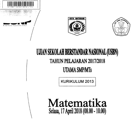 Download Naskah Soal USBN Matematika Kelas IX SMP/MTs K13