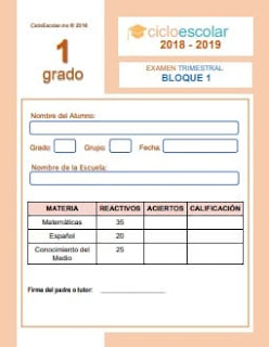 Examen del Bloque I Primer grado 2018-2019