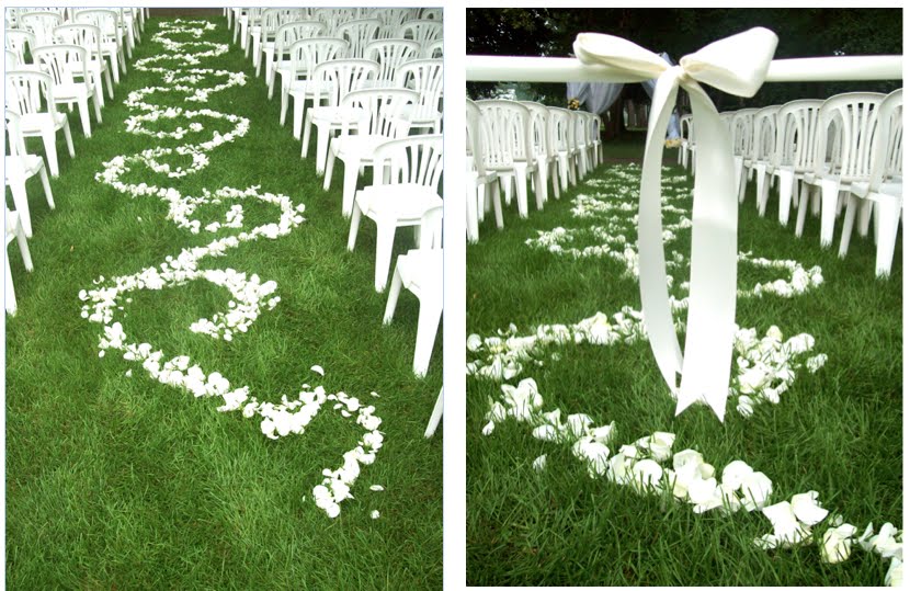 sweet pea floral design ann arbor michigan wedding A rose petal aisle with a